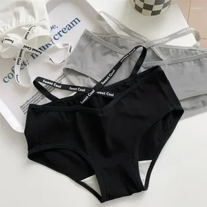 Calcinha feminina esportes pequena cintura preta menina pura algodão branco roupa interior feminina verão fino sexy