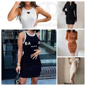 2024 Designer Summer Dress Dresses for Woman Women's Kilt Casual Skim Sexy Summer Fashion Fitting Cotton Sleeveless Solid Elastic Tight Mini Skirt