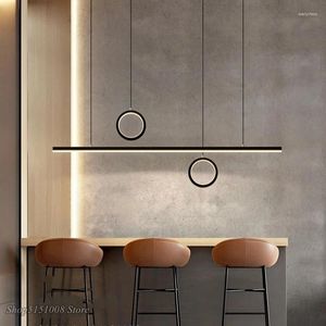 Lampade a sospensione moderna semplice lampadario a soffitto a led neri/dorati Cucina da pranzo Nordic Cucina appesa in alluminio decorazioni per la casa