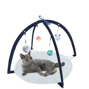 Toys Funny Cat Tent Bell Ball Collapsible Cat Toy Bed Playful Tent Interactive Educational Cat Fun Belt 4 Hanging Balls Cat Products
