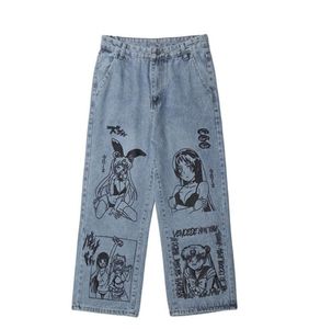 Mode Cartoon Sailor Moon Jeans byxor Kläder Hip Hop Harajuku Style Loose Casual Herr Street Wear Pants Y2011234168205