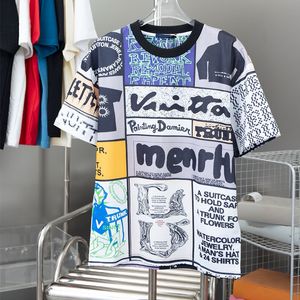 SS24ショーメンズティーデザイナーメンズ半袖ファンジンモチーフプリントコットンTシャツバケーションビーチマンパーティートレンディTシャツ