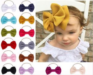 Nylon pannband flickor headwrap bow huvudband pannband elastiska naken nylon pannband godis färg topp knut turban baby hår accessori7196465