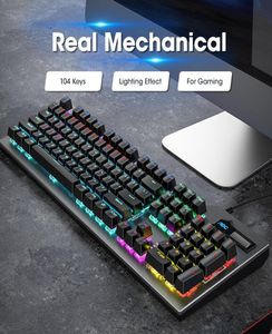 Czerwony przełącznik mechaniczny klawiatury Keycaps 104 Klawisze Real Gaming Keyboard LED USB Wired Teclado Mecanico Accessoire Gamer3496541