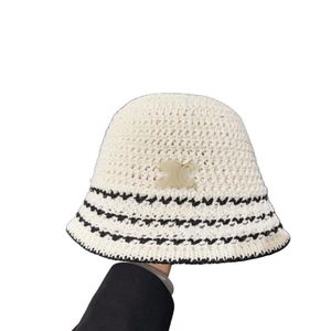 버킷 모자 디자이너 여성 봄과 가을 중공 아웃 짠 짚 모자 야외 Sunhat