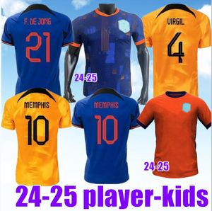 2023 2024 Holandia Memphis Soccer Jersey 2324 Holland Club Jersey de Jong Virgil Dumfries 24 25 Bergvijn koszulka Klaassen Blind de Ligt Men Kit Kit Football Shirt