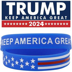 Trump 2024 Silicone Bracelet Black Blue Red Wristband Party Favor Save America Again 6 Style