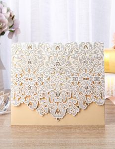 Inviti di nozze Carta di invito beige stile europeo Taglio laser Scava fuori Forniture per feste di laurea di compleanno aziendale YC0726955982