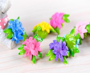 10st Colored Simulation Flowers Landscaping Decor Fairy Garden Miniatures Terrarium figur Hemtillbehör Cupcake Topper8817217
