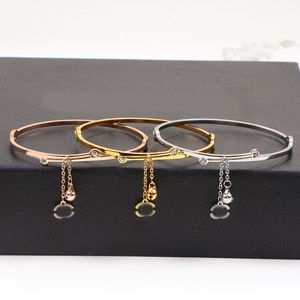 Luxury Letter Pendant Charm Bracelets Gold Silver Plated Stainless Steel Chain Bangle Brand Designer Women Men Wristband Cuff Fashion Jewelry Accessories