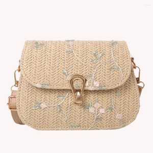 Abendtaschen Frauen Blume Stroh Geldbörse Verstellbarer Riemen Weben Haspe Verschluss Pflanze Sling Bag Weiblich Sommer Strand