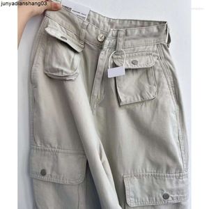 Jeans da donna Pantaloni cargo vintage beige a vita alta da donna Pantaloni cargo larghi dritti Y2k a gamba larga Pantaloni da lavaggio da strada da donna Estate