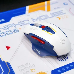 Mice New inphic M6P Gundam Mecha Wireless Mouse Mute Typec Charging Office Game Mouse With Mouse Pad