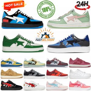 2024Designer Sta Casual Schuhe Low Top Männer und Frauen Gelb Grau Camouflage Skateboarding Sport Bapely Sneakers Outdoor Schuhe Wasserdichtes Leder Größe 36-45 mit Box