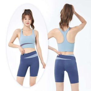 Lu alinhar roupas nova roupa de fitness sutiã esportivo shorts das mulheres thread emenda roupas yoga conjunto atacado verão jogger gry Lu-08 2024