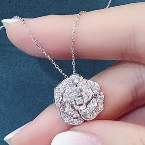 Pendant Necklaces CAOSHI Graceful Female Flower Necklace For Wedding Party Dazzling Zirconia Jewelry Proposal Ceremony Delicate Gift