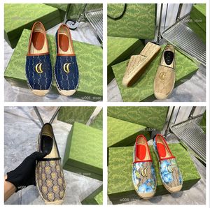 Itália designer sapatos topo moda denim alpercatas palha pescador salto plano sapato preguiçoso zapatos mujer casual linho dos desenhos animados