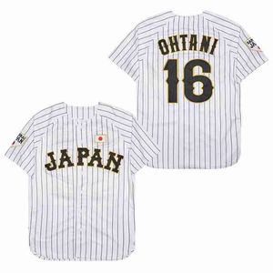 BG Baseball Jersey Japan 16 Ohtani Jerseys Sybroderi Högkvalitativ sport utomhus White Black Stripe World 240228
