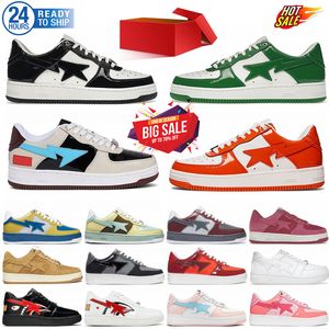 2024 designer sta sapatos casuais baixos homens e mulheres azul branco camuflagem skate esportes bapely tênis ao ar livre sapatos de couro impermeável tamanho 36-45 com caixa