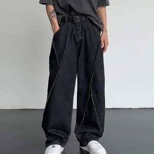 2023 летние джинсы мужские лоскутные джинсовые брюки мужские свободные повседневные широкие брюки уличная одежда Harajuku 240227