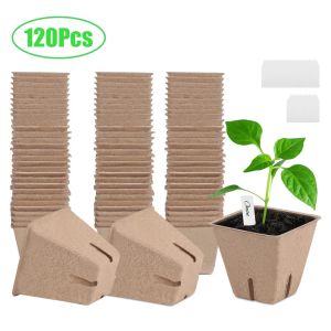 Kits 8cm sementes de jardim starter copos biodegradáveis vasos de turfa estufa berçário potes bandejas de mudas plantas vaso de flores ferramentas de jardinagem