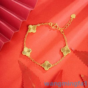 2024 Jewelry Designer Brand Vanl Cleefl Arpelssha Jin Wu Hua Four Leaf Grass Bracelet Womens Versatile Long Lasting Colorless End