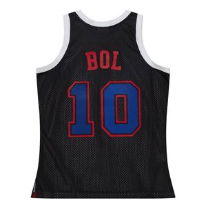 Dikişli Basketbol Formaları Manute Bol #10 1985-96 Siyah Mesh Hardwoods Klasik Retro Jersey Erkek Kadın Gençlik S-6XL