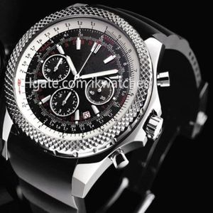 2016 MENS CHRONOGRAPH WACK TOP Quality Quartz Stopwatch Black Rubber Band Date Watches 204281n