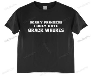 Tshirt män bomullstoppar sorry prinsessan jag går bara crack hores tshirts svarta män t shirt euro storlek 2205126717168