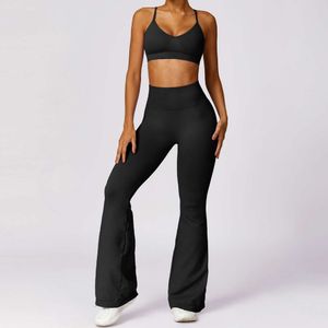 Lu Align Align MODITIN Lu Mulheres Leggings Altas Cintura Push Up Calças Apertadas Perna Flare Simples Chic Reunido Sutiã Tops 2 peças Conjunto Roupas de Ginástica Desgaste de Treino Limão LL Jogger Jogger G