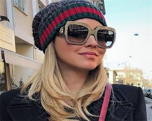 2018 Square Rhinestone Sunglasses Women Marka projektantka Ogniarne okulary słoneczne Kobiece modne