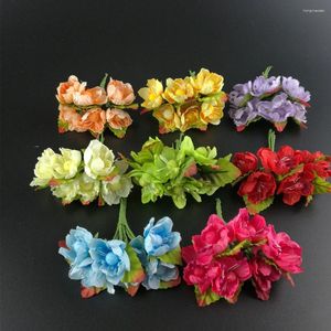 Kwiaty dekoracyjne 12pcs mini materiał wiśnia kwiat sztuczny kwiat jedwabny oddech dla dzieci kwiatowy bukiet aranżacje ślubne