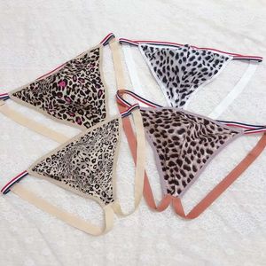 New Sexy Men's Bag Ice Silk Thong High Elastic Design Hollow Leopard Pattern Fun Underpants 962605