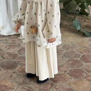 بنطلون 2024 Stlye Girls Boys Pants Spring Cotton Linen Fashion Kids Long 1-8T WW53