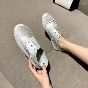 Casual Shoes 2024 Spring Autumn Silk Ballet Flats Women Button Rivets Slip On Loafers Female Casula Flat Heel Sneakers Lazy Woman