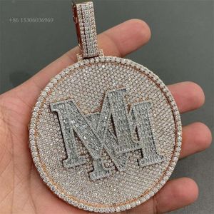 Изящные ювелирные изделия, мужское ожерелье, стерлинговое серебро, буква A B M, хип-хоп, подвеска из муассанита на заказ