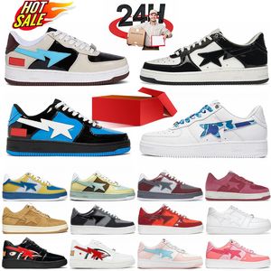 Designer Sta Casual Schuhe Low Top Männer und Frauen Schwarz Grün Camouflage Skateboarding Sport Bapely Sneakers Outdoor Schuhe Wasserdichtes Leder Größe 36-45 mit Box