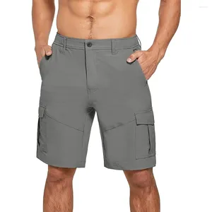 Herr shorts herrar casual last halv byxor platt front multi ficka chino sommar