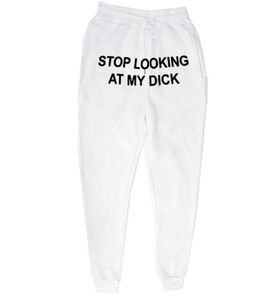 Calças de suor das mulheres dos homens corredores parar de olhar para o meu pau sweatpants hip hop imprimir calças de cintura alta streetwear sweatpants hippie t24830240