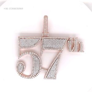 Zuanfa Custom VVS Moissanite Namn Letter Numbers Mens Iced Out Jewelry Sier Gold Lab Diamond Pendant