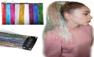 Glitter Hair Extensions Sparkle Hair Tinsel with Clip Highlights False Strands 1pc Clip In Bling5959810