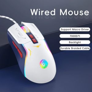 Ratos gamer mouse ergonômico óptico até 7200dpi rgb cor 6 botões com fio pc esports gaming mouse silencioso acessórios para portátil