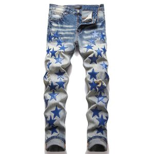 2024 jeans mais vendidos designer masculino denim calças bordadas moda buraco calças estilo hip hop calças com zíper, tamanho 28-40 #015