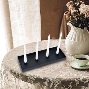 Candle Holders Metal Candlestick With 4 Holes Dinner Taper Holder Tray For Valentine's Day Christmas Fireplace Anniversary Mantel