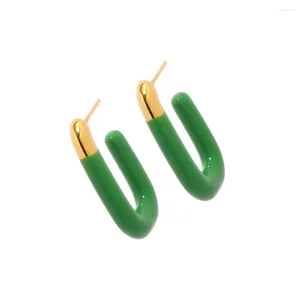 Stud Earrings 1 Pair Women Ear Studs Piercing Fashion Decorative Earring Party Casual Jewelry Holiday Dressing Decoration Green