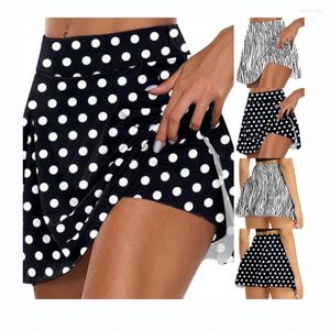 Saias mulheres esporte skort correndo ginásio yoga calças de fundo saia casual cintura alta shorts mini vestido de impressão