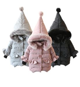 Zagęszczanie ciepłej kurtki bawełniana Piękny gruby płaszcz z kapturem dla dziewczynki zima mała dziewczynka odzież wierzchnia dzieci świąteczne prezenty Clot7804667