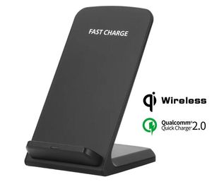 جميع الهواتف الذكية الممكّنة من Qi-coils 15w الشاحن اللاسلكي الشاحن السريع السريع Qi Qi Wireless Charge Stand for iPhone X 8 8plus for Samsung Note 8 S8 S7 مع صندوق البيع بالتجزئة