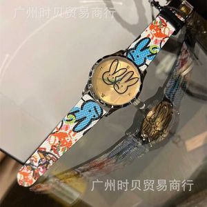 24% OFF relógio Gu Jia Shuang G Ano Impressão Graffiti Coelho Padrão Moda Bonito Feminino Quartzo