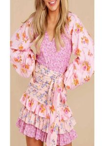 Casual Dresses Boho Inspired Women039s Mixed Floral Print Ruffle Mini Dress For Women Long Sleeve Cute Sexy Chic Fashion Party2183661